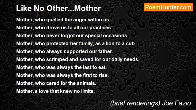 (brief renderings) Joe Fazio - Like No Other...Mother