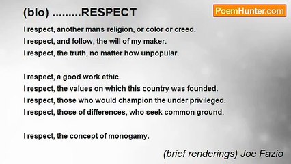 (brief renderings) Joe Fazio - (blo) .........RESPECT