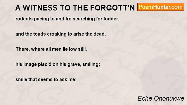 Eche Ononukwe - A WITNESS TO THE FORGOTT'N
