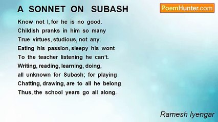 Ramesh Iyengar - A  SONNET  ON   SUBASH