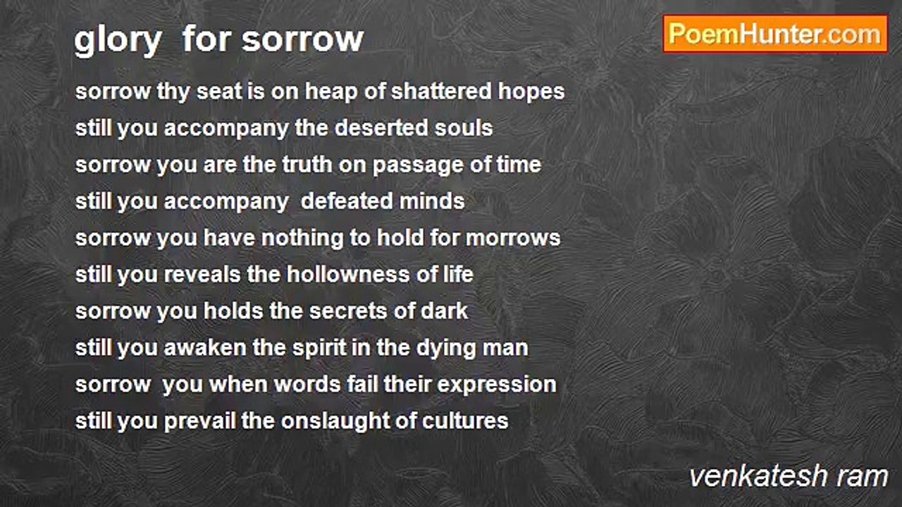 venkatesh ram - glory  for sorrow