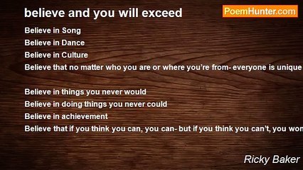 Ricky Baker - believe and you will exceed