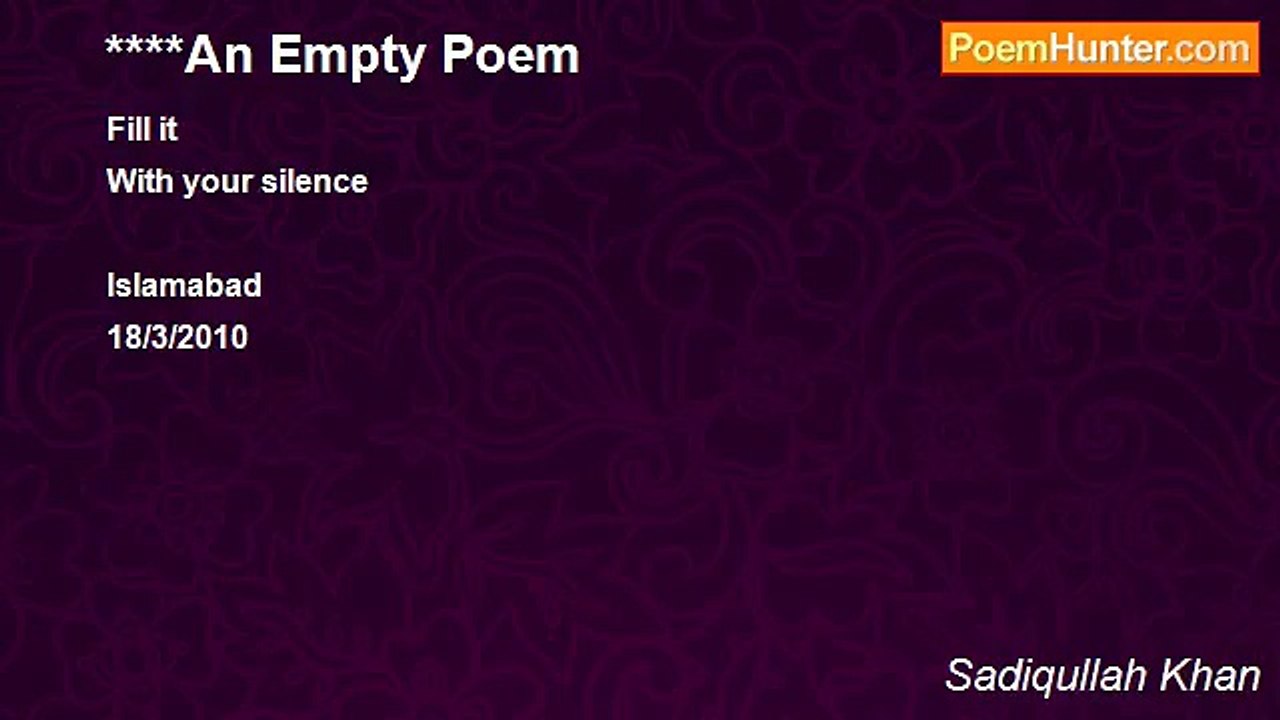 Sadiqullah Khan - An Empty Poem