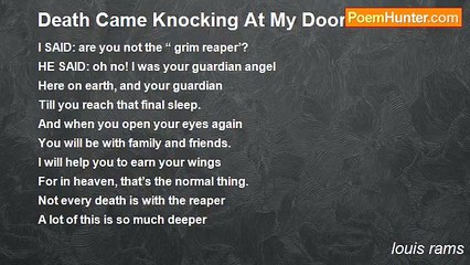 louis rams - Death Came Knocking At My Door