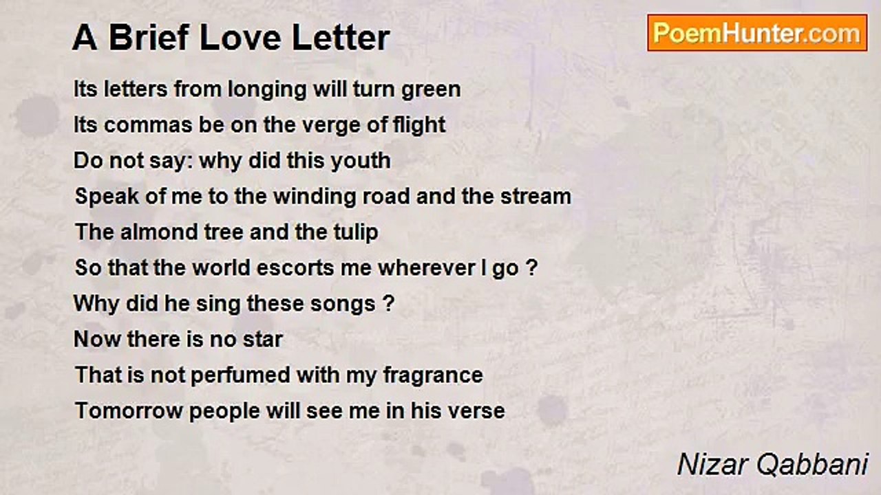 Nizar Qabbani - A Brief Love Letter