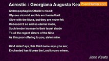 John Keats - Acrostic : Georgiana Augusta Keats