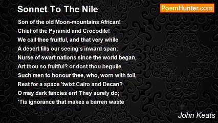 John Keats - Sonnet To The Nile