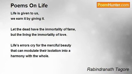 Rabindranath Tagore - Poems On Life