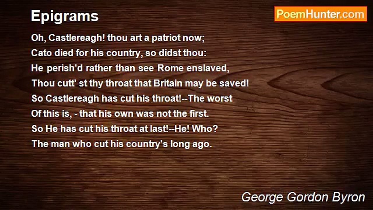 George Gordon Byron - Epigrams