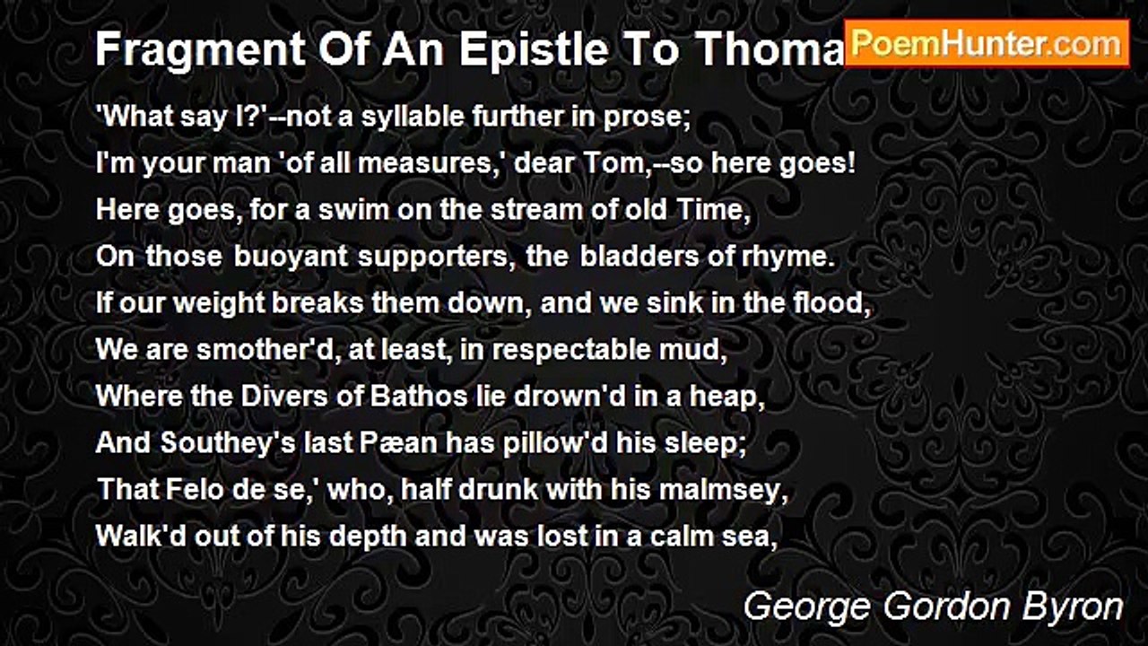 George Gordon Byron - Fragment Of An Epistle To...