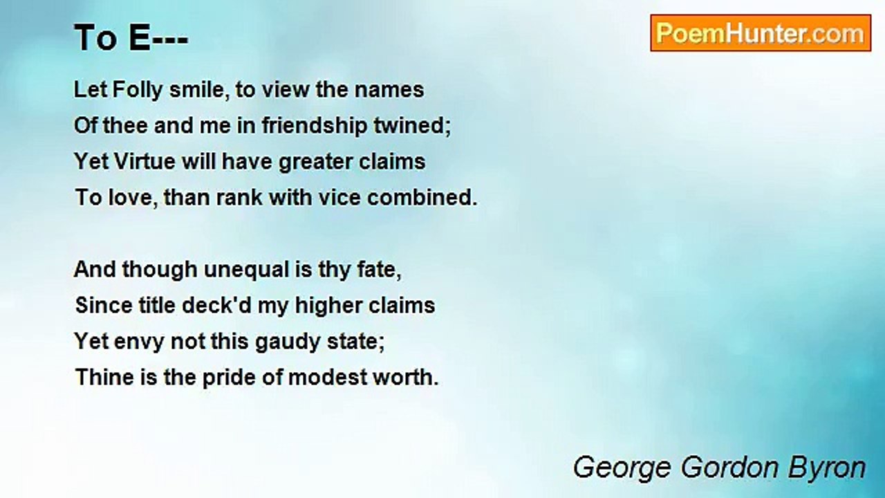 George Gordon Byron - To E---