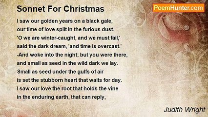 Judith Wright - Sonnet For Christmas