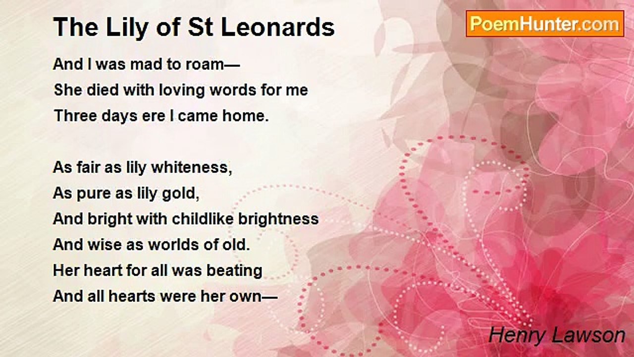Henry Lawson - The Lily of St Leonards