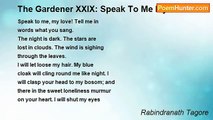 Rabindranath Tagore - The Gardener XXIX: Speak To Me My Love