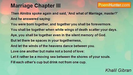Khalil Gibran - Marriage Chapter III