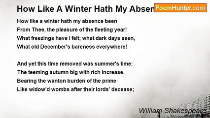William Shakespeare - How Like A Winter Hath My Absence Been