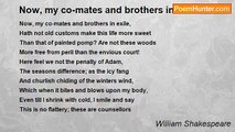William Shakespeare - Now, my co-mates and brothers in exile