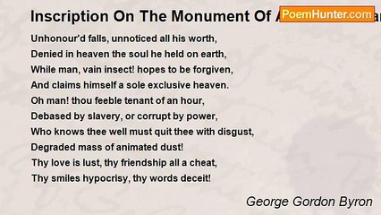 George Gordon Byron - Inscription On The Monument Of A Newfoundland Dog