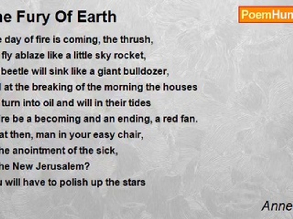 Anne Sexton - The Fury Of Earth