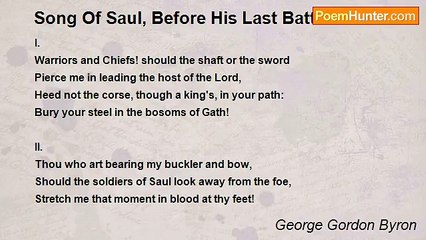 George Gordon Byron - Song Of Saul, Before His Last Battle