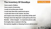 Anne Sexton - The Inventory Of Goodbye