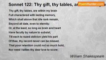William Shakespeare - Sonnet 122: Thy gift, thy tables, are within my brain