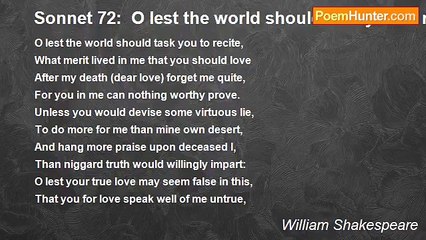 William Shakespeare - Sonnet 72:  O lest the world should task you to recite…