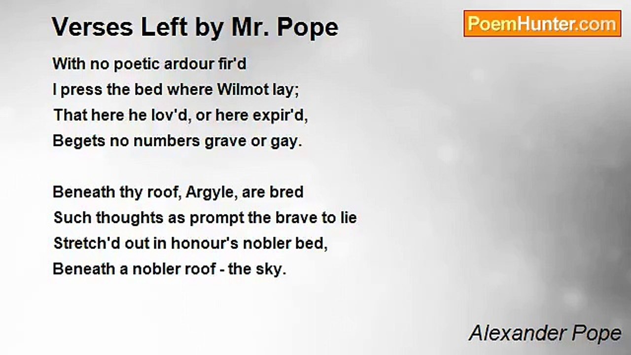 Alexander Pope - Verses Left by Mr. Pope