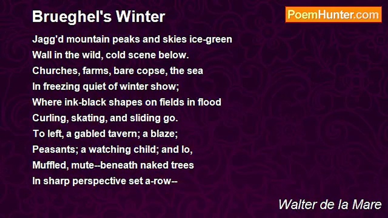 Walter de la Mare - Brueghel's Winter