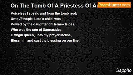 Sappho - On The Tomb Of A Priestess Of Artemis