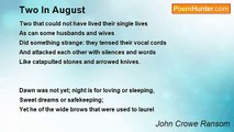 John Crowe Ransom - Two In August