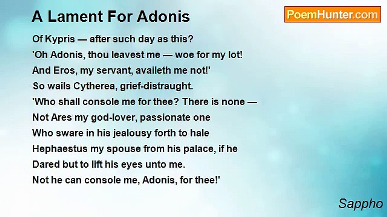 Sappho - A Lament For Adonis