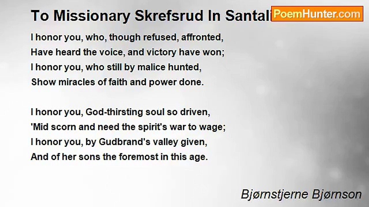 Bjørnstjerne Bjørnson - To Missionary Skrefsrud...