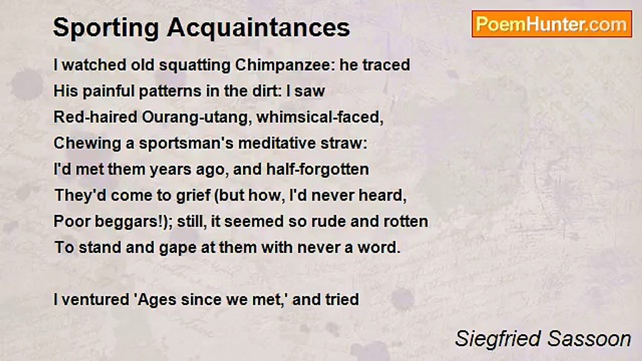 Siegfried Sassoon - Sporting Acquaintances