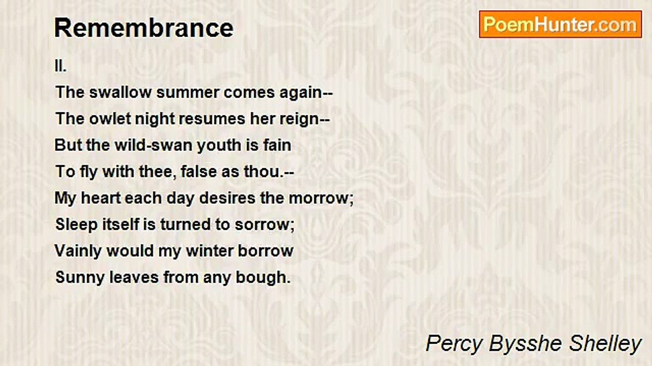 Percy Bysshe Shelley - Remembrance
