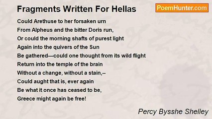 Percy Bysshe Shelley - Fragments Written For Hellas