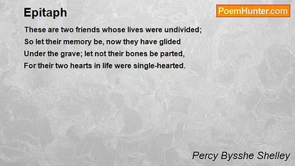 Percy Bysshe Shelley - Epitaph
