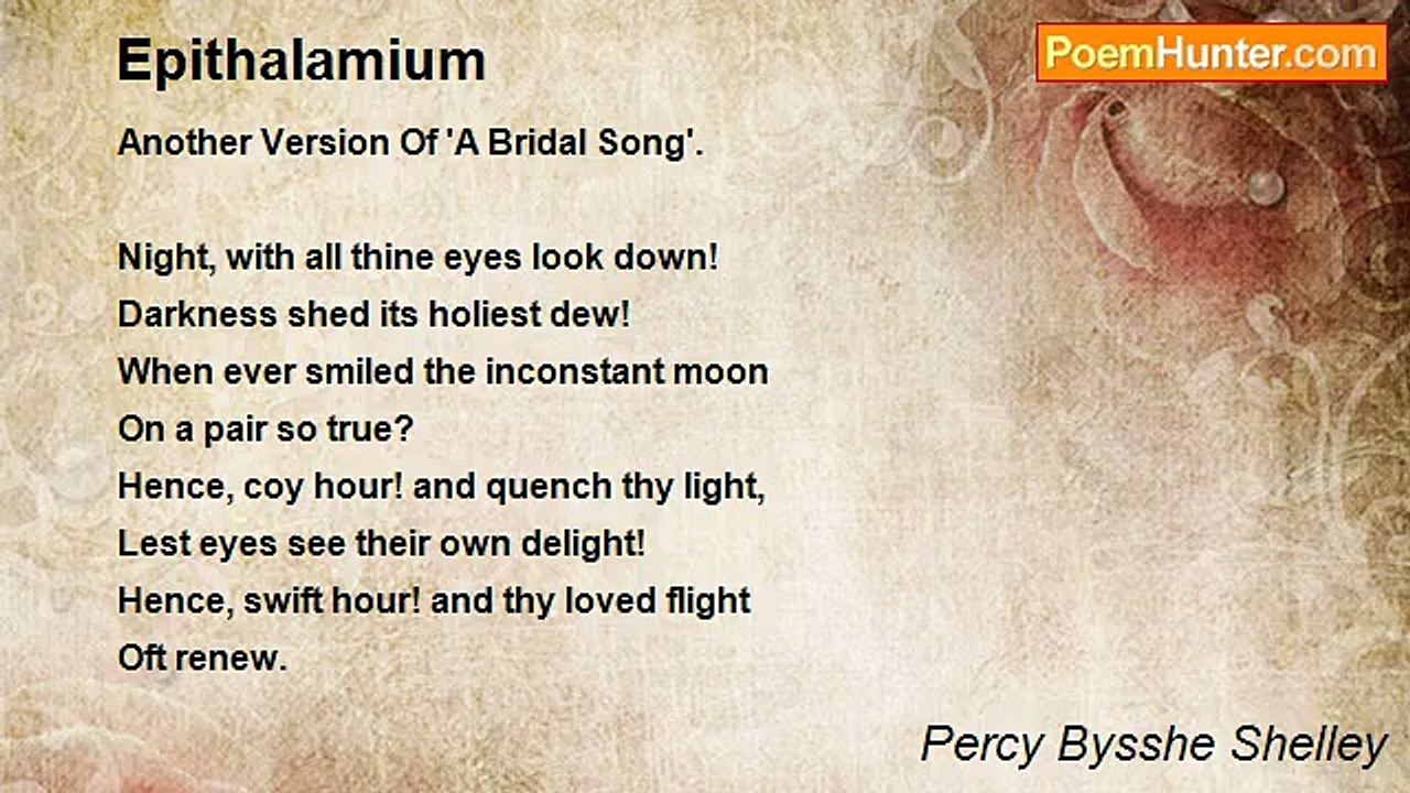 Percy Bysshe Shelley - Epithalamium