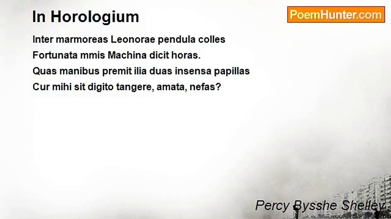 Percy Bysshe Shelley - In Horologium
