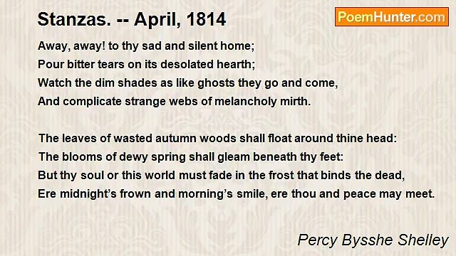 Percy Bysshe Shelley - Stanzas. April, 1814