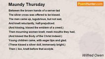 Wilfred Owen - Maundy Thursday