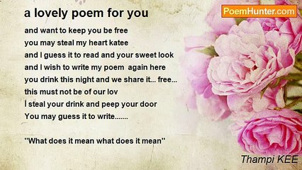 Thampi KEE - a lovely poem for you