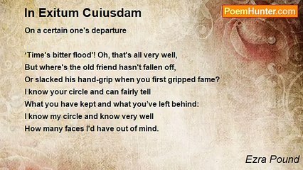 Ezra Pound - In Exitum Cuiusdam