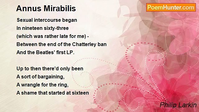 Philip Larkin - Annus Mirabilis
