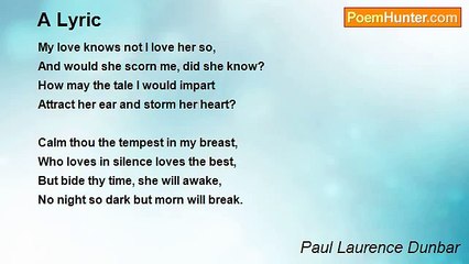 Paul Laurence Dunbar - A Lyric