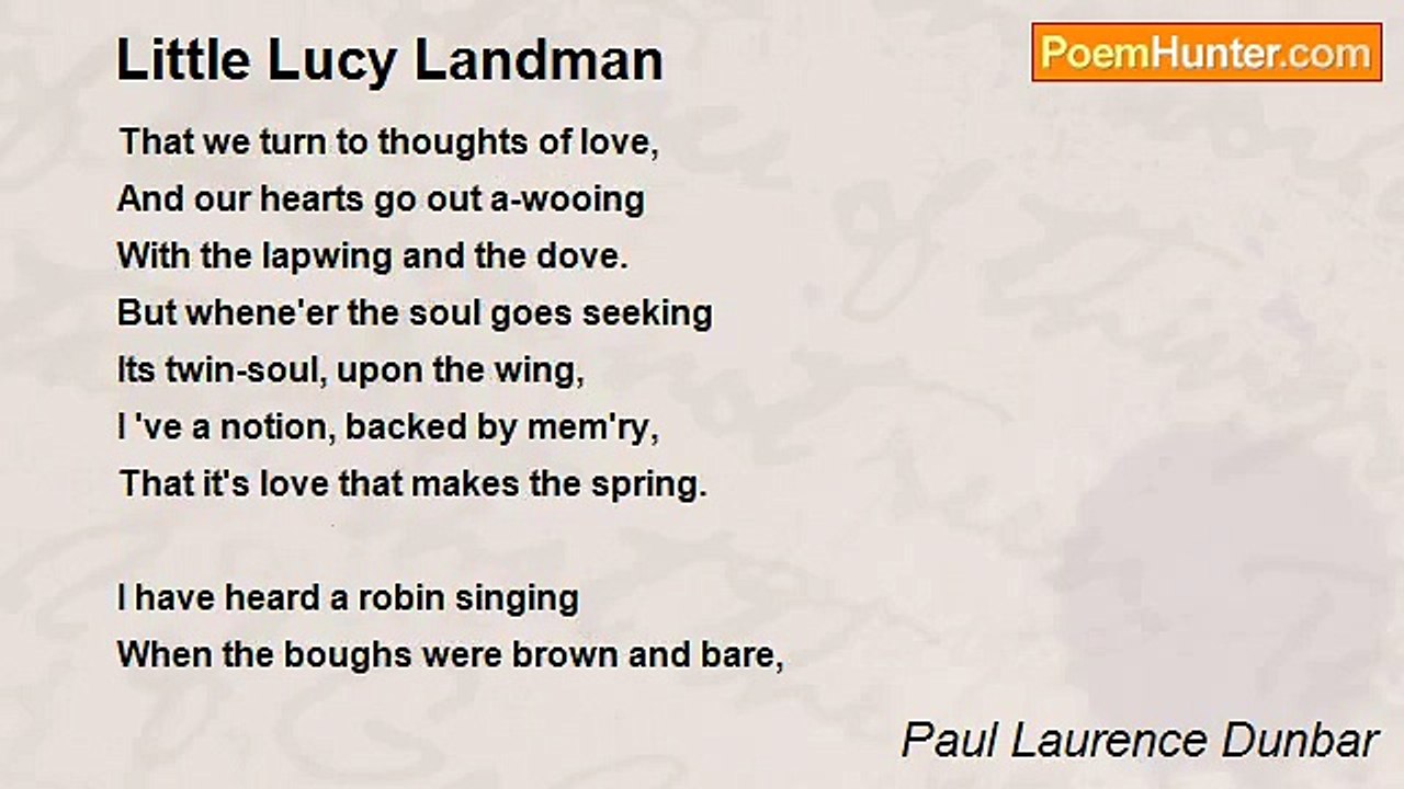 Paul Laurence Dunbar - Little Lucy Landman