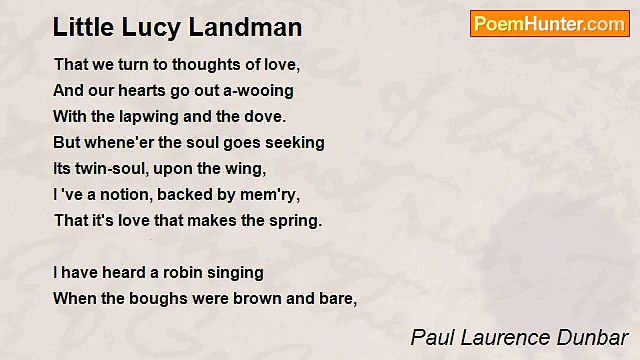 Paul Laurence Dunbar - Little Lucy Landman