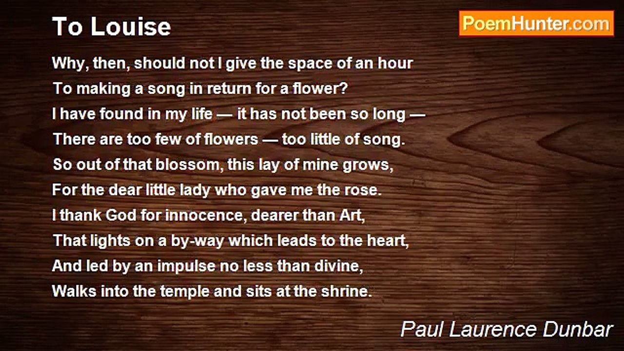Paul Laurence Dunbar - To Louise