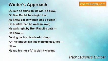 Paul Laurence Dunbar - Winter's Approach