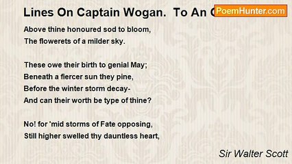 Sir Walter Scott - Lines On Captain Wogan.  To An Oak Tree